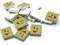 15 20mm Green and Yellow Wooden Rectangle Happy Face Beads - Two Hole Emoji Beads